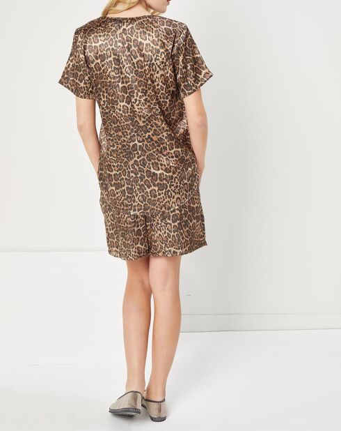 Pyjama satiné Jade Léopard marron