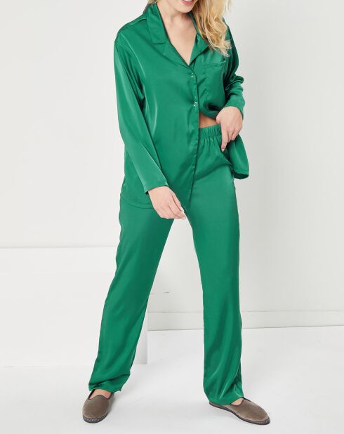 Pyjama satiné Mathilda vert sapin