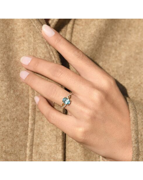 Bague Tobago Diamants 0.04 ct & Topaze 1.70 ct or jaune