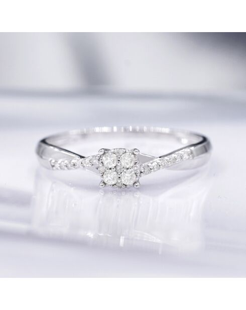 Bague Lismore Diamants 0.16ct or blanc