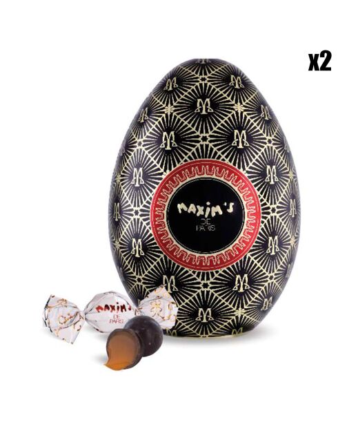2 Oeufs noir : Billes de chocolat noir & caramel fondant 2x80 gr