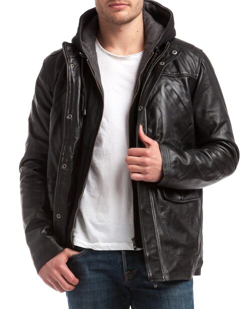 Veste en Cuir Elgon noire