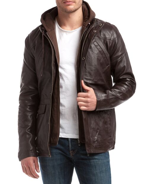 Veste en Cuir Elgon marron