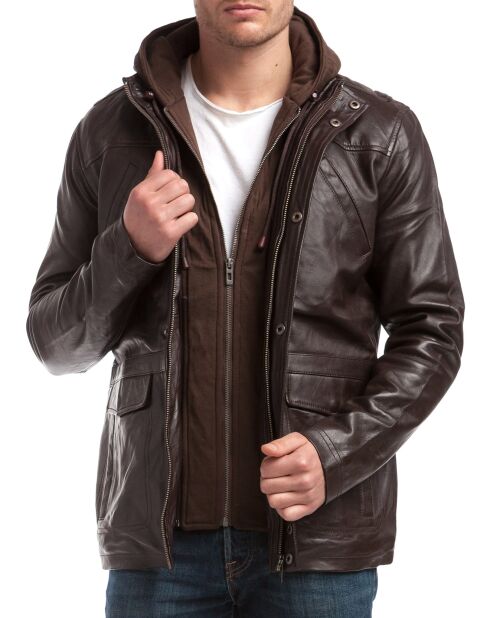 Veste en Cuir Elgon marron
