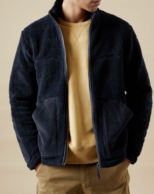 Blouson en Fausse Fourrure Zip marine