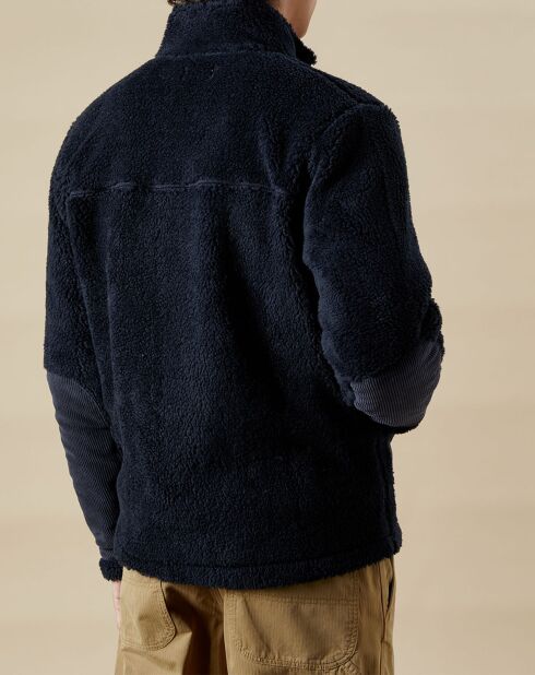Blouson en Fausse Fourrure Zip marine