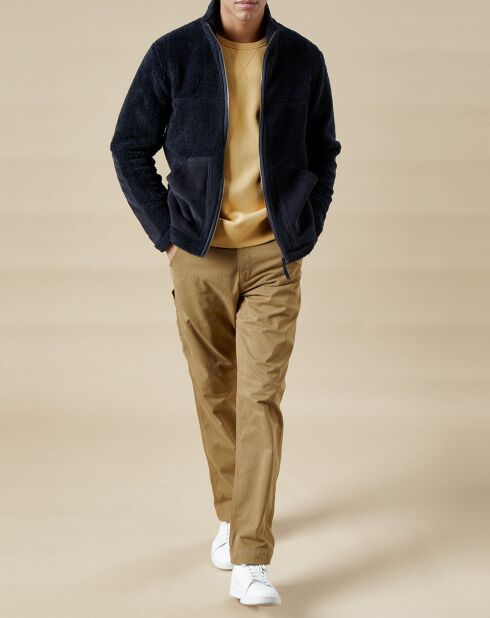 Blouson en Fausse Fourrure Zip marine