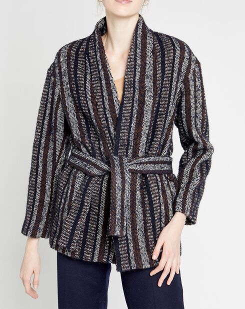 Manteau en Laine mélangée Vivia à rayures marine/blanc/marron