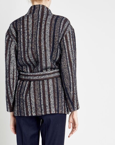 Manteau en Laine mélangée Vivia à rayures marine/blanc/marron