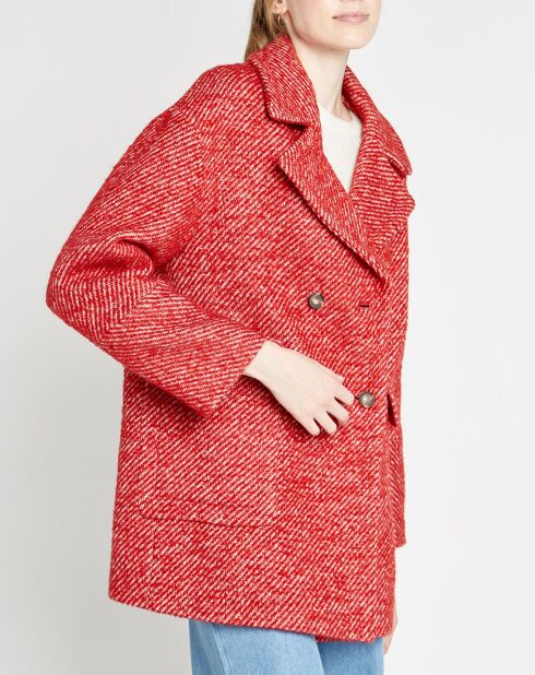 Manteau en Laine mélangée Mathias rouge chiné