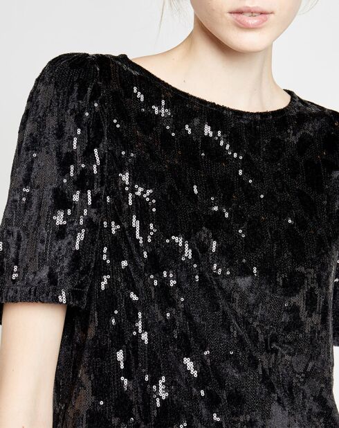 Top en Velours & Sequins Casey noir