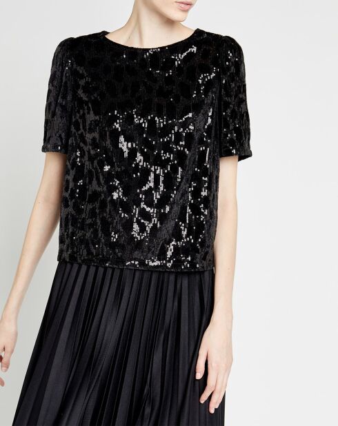 Top en Velours & Sequins Casey noir