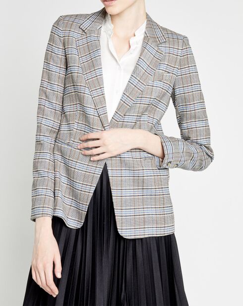Blazer Fanelly imprimé Prince-de-Galles bleu/beige/marron