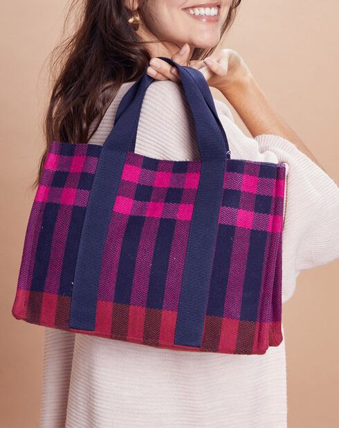 Petit Sac Cabas 100% Laine Maud fuchsia - 33x24x12 cm