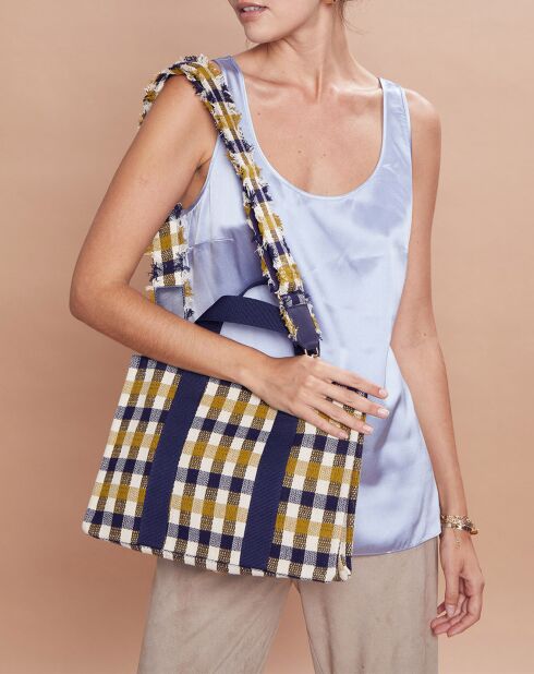 Petit Sac Cabas nomade en Coton Carla jaune - 33x24x12 cm