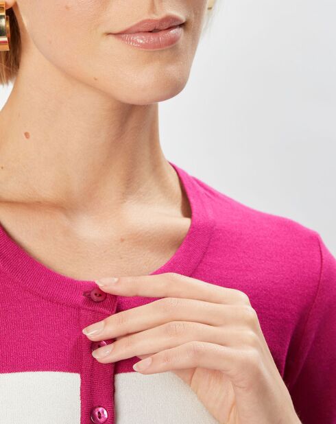 Pull Arz en Maille fine rayé fushia/bleu marine