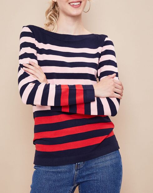 Pull Actuel en Maille mélangée rouge