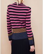 Pull Aciel en Maille fine mélangée à rayures noir/rose