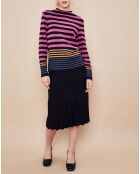 Pull Aciel en Maille fine mélangée à rayures noir/rose