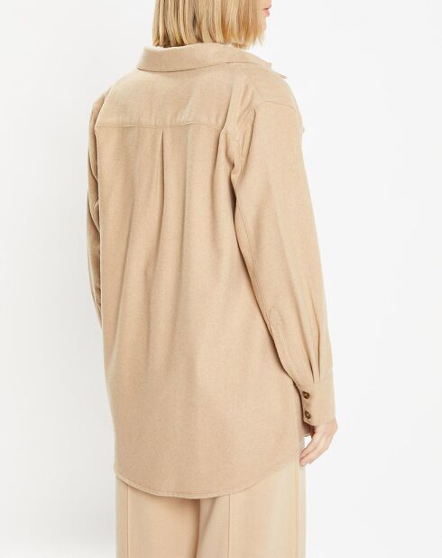 Veste surchemise en Laine Mélangée Manon beige