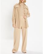 Veste surchemise en Laine Mélangée Manon beige
