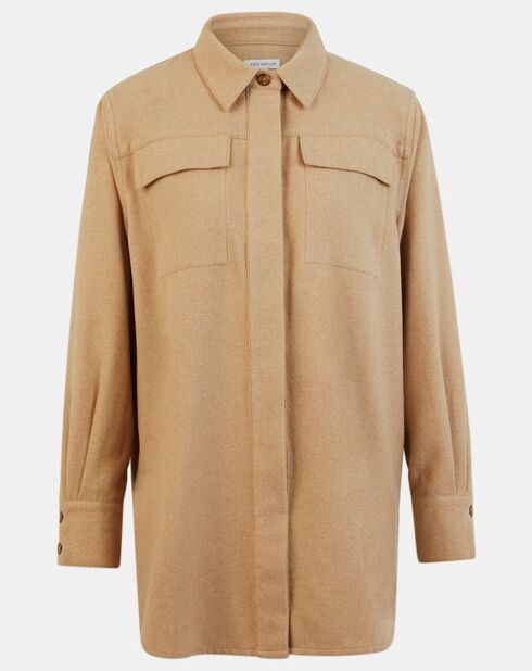 Veste surchemise en Laine Mélangée Manon beige