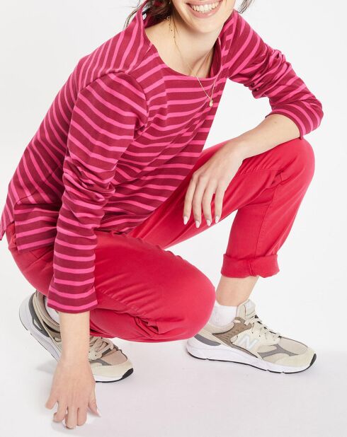 T-Shirt en Coton biologique Parin Marin rose/rouge