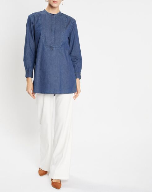 Blouse ajustée Pen bleue