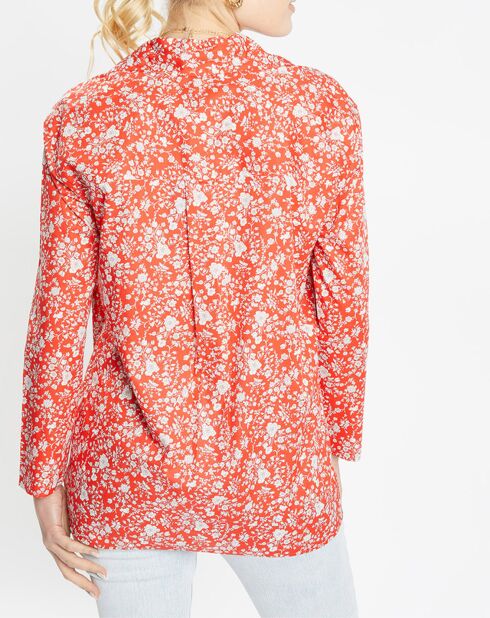 Chemise droite Pegy à fleurs rouge