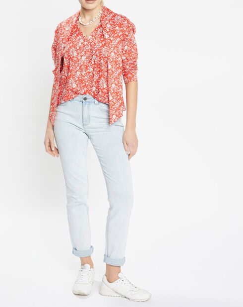 Chemise droite Pegy à fleurs rouge