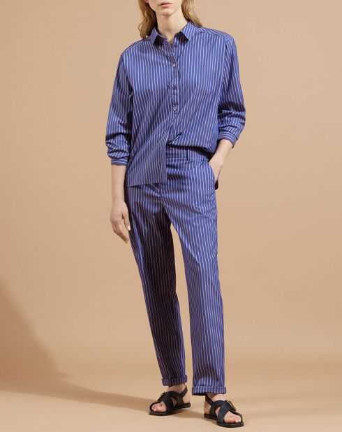 Pantalon Aix rayé blanc/bleu