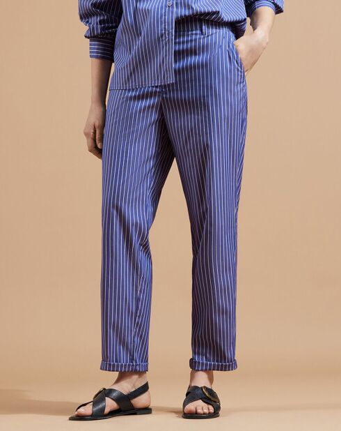 Pantalon Aix rayé blanc/bleu
