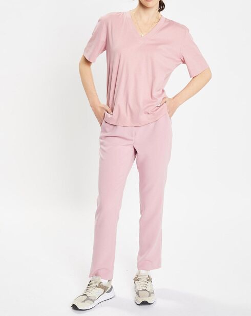 T-Shirt 100% Coton Biologique Baribo col V rose