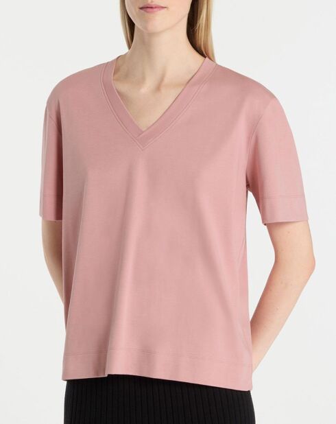 T-shirt rosa Baribo 100% cotone biologico con scollo a V