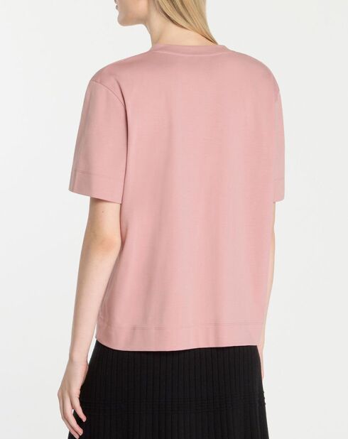 T-shirt rosa Baribo 100% cotone biologico con scollo a V