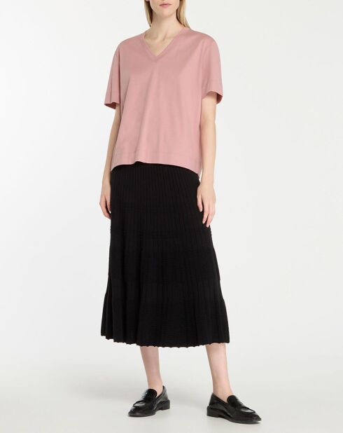 T-shirt rosa Baribo 100% cotone biologico con scollo a V