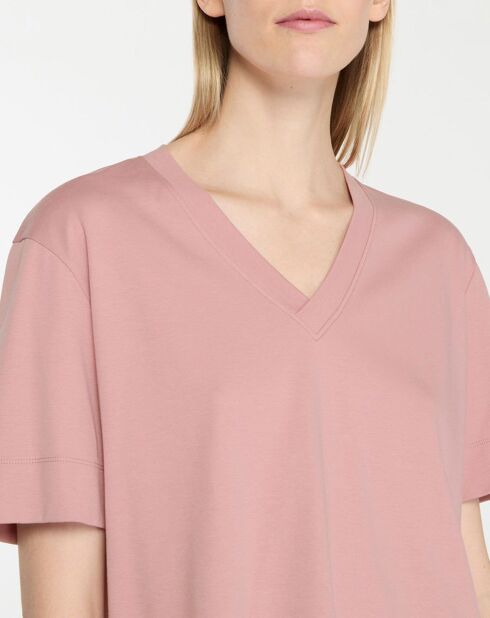 T-shirt rosa Baribo 100% cotone biologico con scollo a V