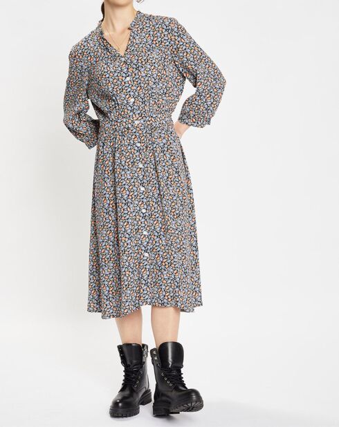 Betty zwarte jurk met bloemenprint