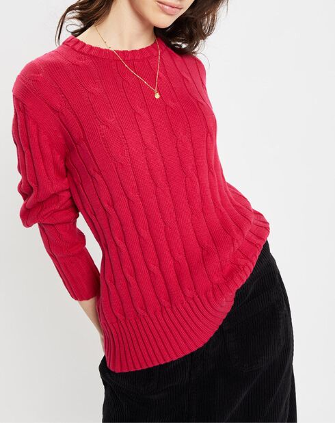 Pull 100% Coton bioologique Bong rose foncé