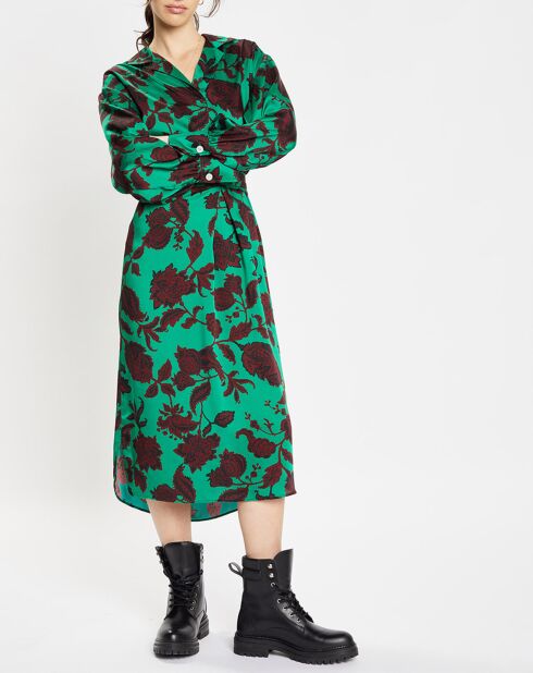 Robe Boli à fleurs verte