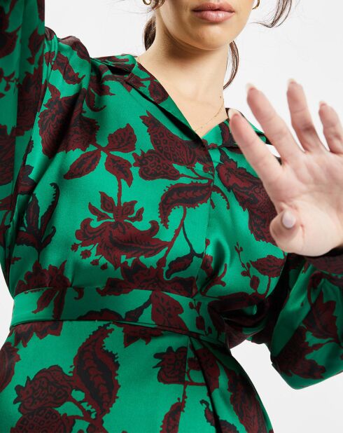 Robe Boli à fleurs verte