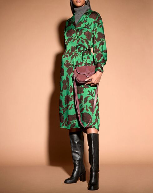 Robe Boli à fleurs verte