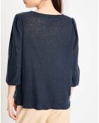 T-Shirt 100% Lin Riko bleu marine
