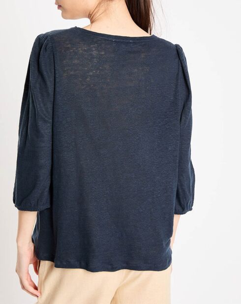 T-Shirt 100% Lin Riko bleu marine