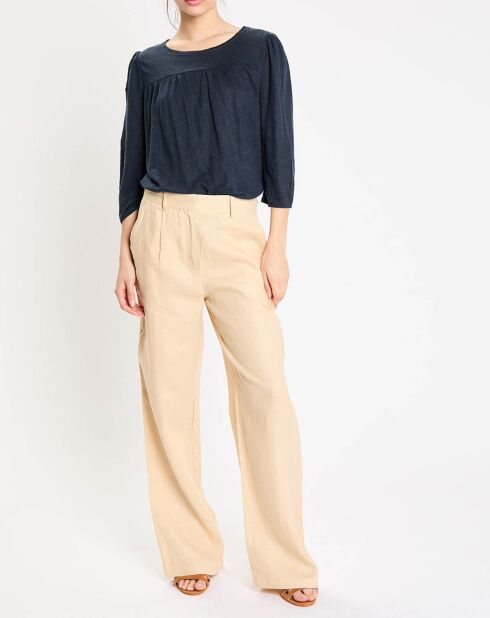 T-Shirt 100% Lin Riko bleu marine