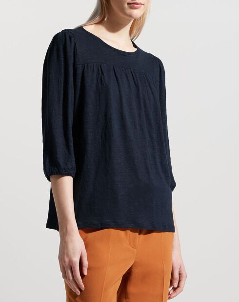 T-Shirt 100% Lin Riko bleu marine