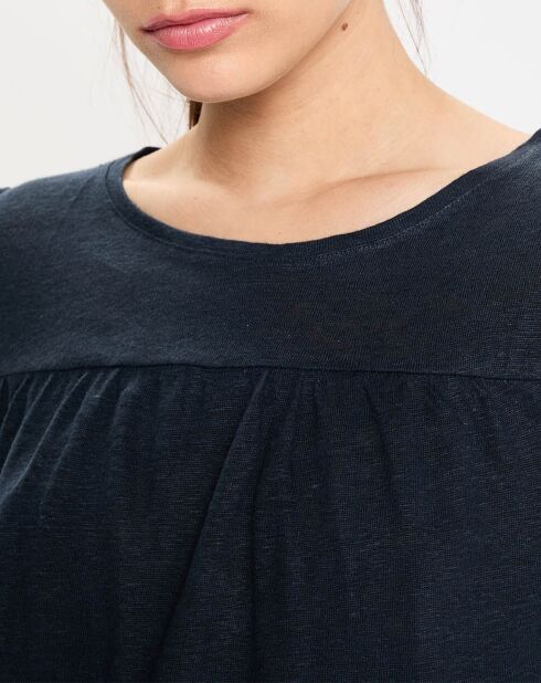 T-Shirt 100% Lin Riko bleu marine