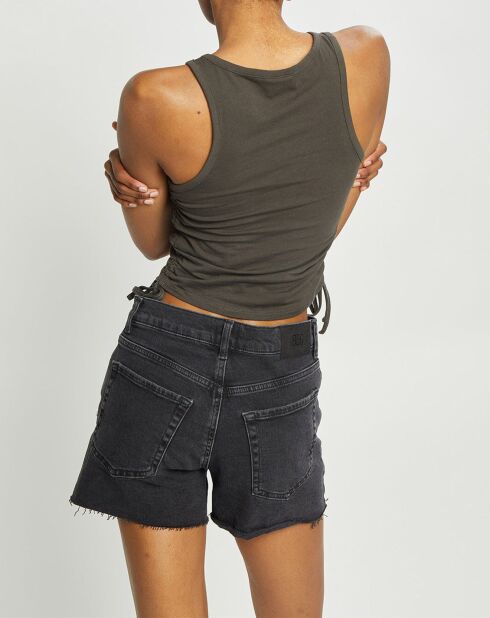 Tank-Crop-Top aus Baumwolle mit seitlicher Verengung Khaki