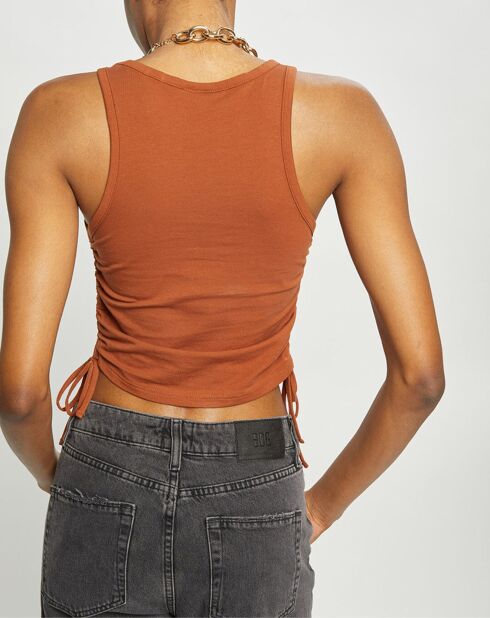 Tank-Crop-Top aus Baumwolle mit Straffung an den braunen Seiten