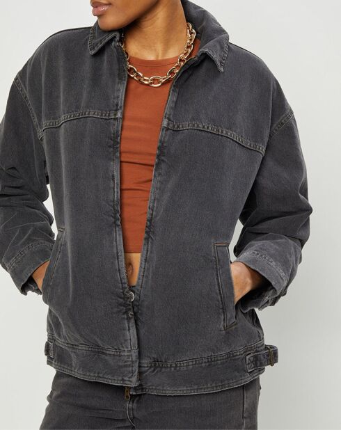 Veste en Jean Marlow zippée noire